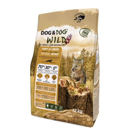 GHEDA DOG&DOG WILD NATURAL INSTINCT, visavertis super premium pašaras su antiena ir lašiša šuniukams, 12 kg