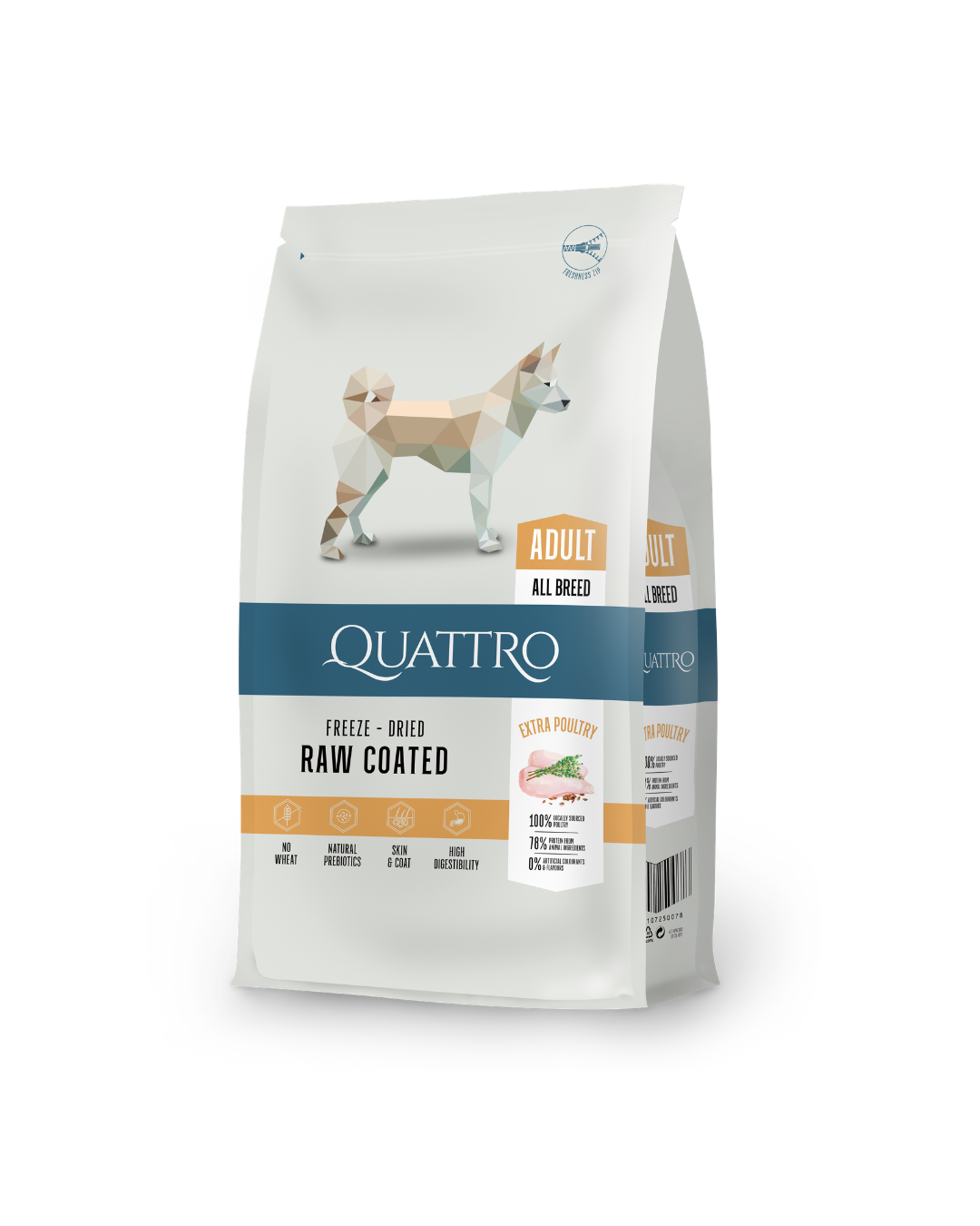 QUATTRO Extra Poultry su paukštiena sausas visavertis šunų pašaras, 12kg