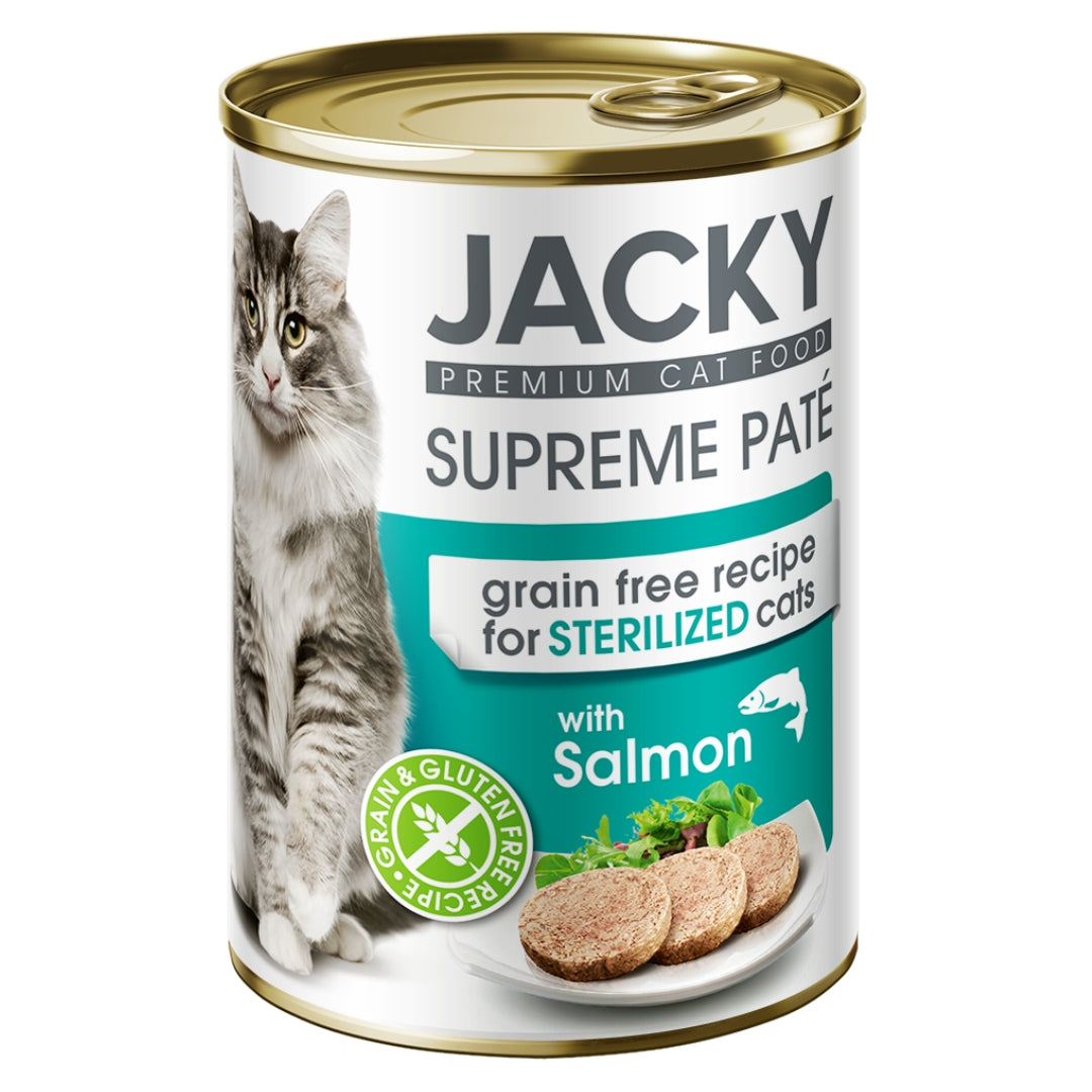 JACKY STERIL CAT PREMIUM PATÉ SALMON, paštetas su lašiša katėms