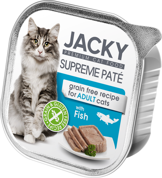 JACKY SUPREME PATÉ WITH FISH, žuvies paštetas katėms