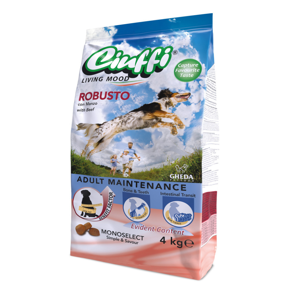 GHEDA CIUFFI ROBUSTO, complete feed with beef for medium and large breed adult dogs 10 kg