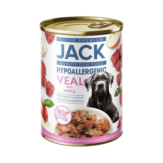 JACK HYPOALLERGENIC PATÉ VEAL WITH APPLE, konservai su veršiena ir obuoliais šunims, 400 g