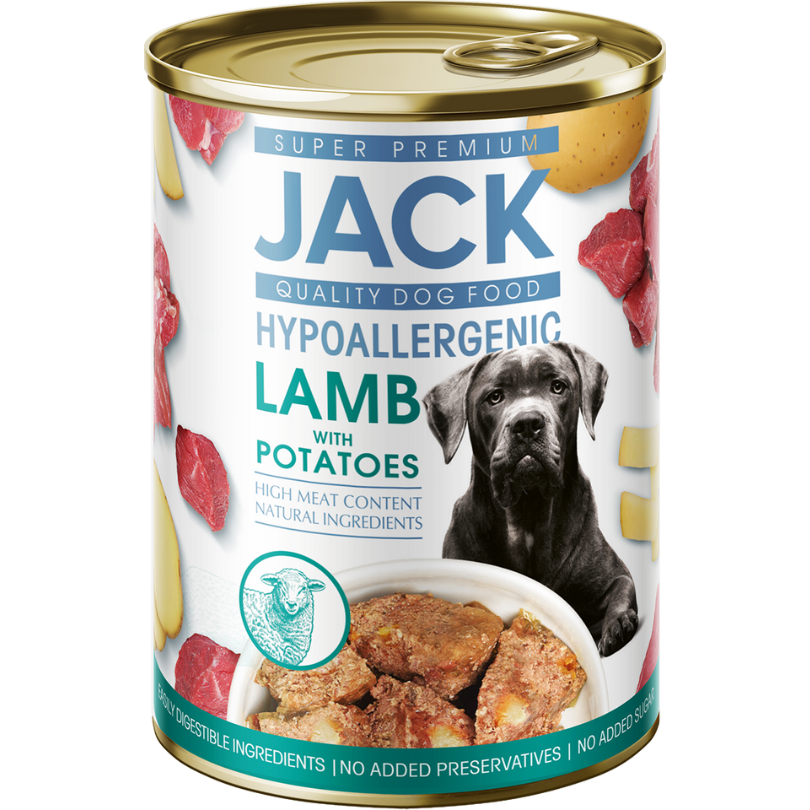 JACK HYPOALLERGEN PATÉ LAMB WITH POTATOES, ėrienos, bulvių paštetas šunims