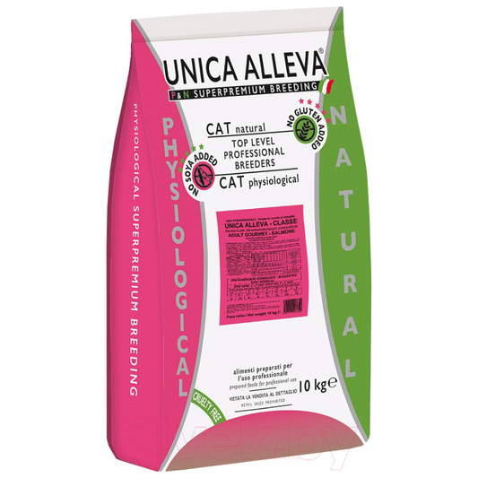 UNICA ALLEVA CLASSE GOURMET – SALMON, visavertis super premium pašaras su lašiša katėms, 10 kg