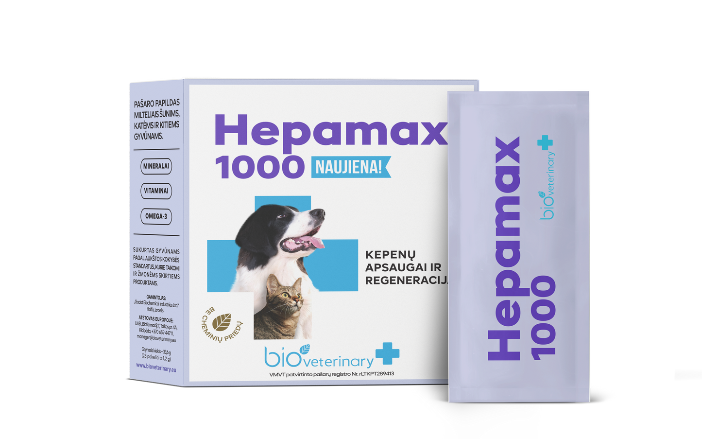 BIOVETERINARY HEPAMAX 1000, pašaro papildas normaliai kepenų veiklai palaikyti, šunims ir katėms