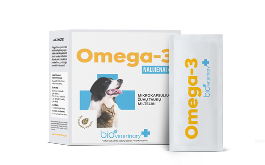BIOVETERINARY OMEGA-3, žuvų taukai šunims ir katėms