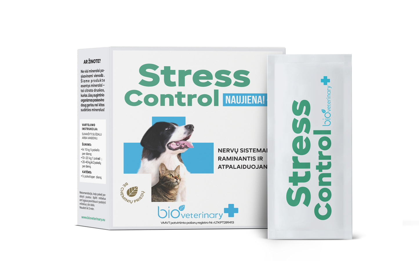 BIOVETERINARY STRESS CONTROL, pašaro papildas nervų sistemai, stresui mažinti šunims ir katėms