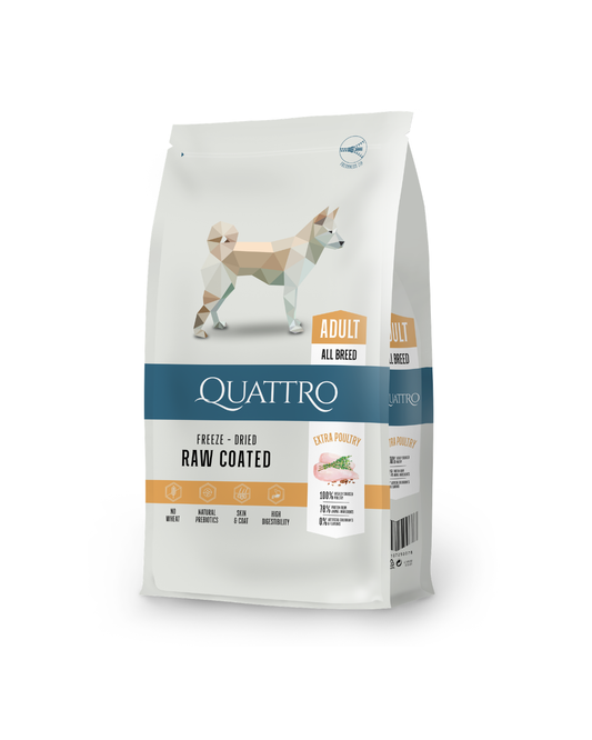 QUATTRO Extra Poultry su paukštiena sausas visavertis šunų pašaras, 12kg
